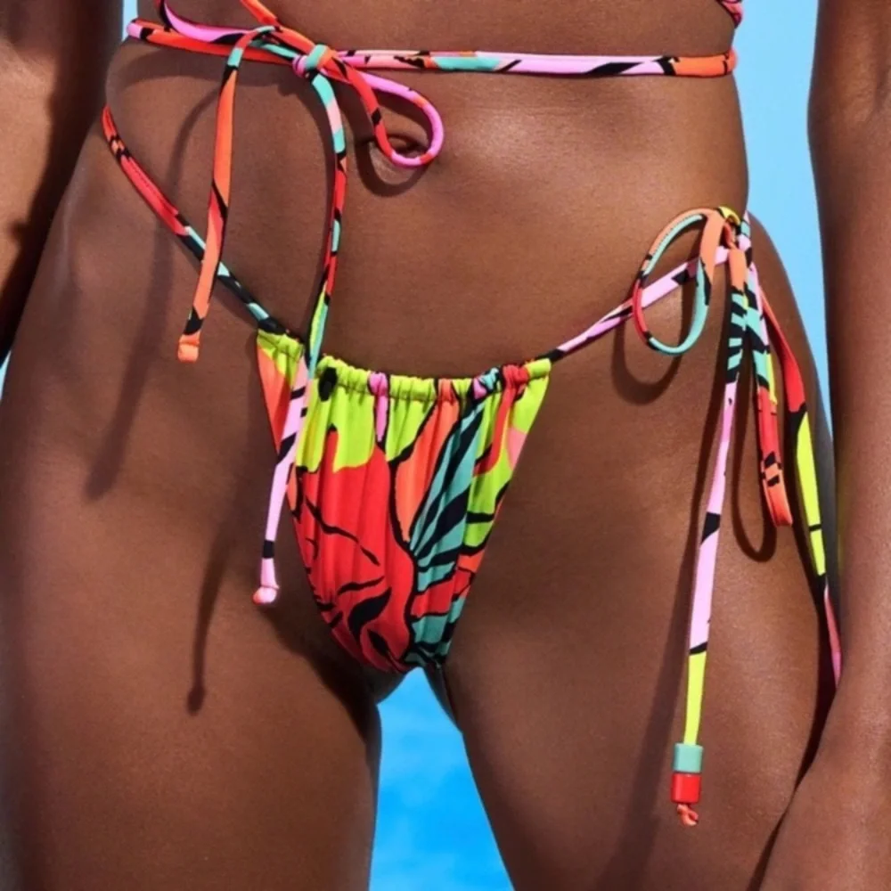 MAAJI Set - Neon Coco Wrap Bikini Top & Splashy Cheeky Thong Bottoms - M